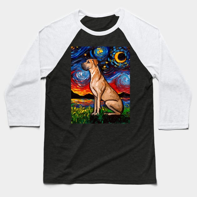 Fawn Great Dane Night Baseball T-Shirt by sagittariusgallery